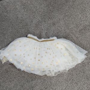 White Tulle Skirt with Gold Polka Dots